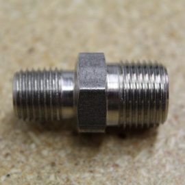 11026 3/8" X 1/4" S/S Close Nipple with Hex Center (Residual Drain to Tee Drain Fitting)