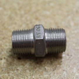 3/8" S/S Close Nipple with Hex Center