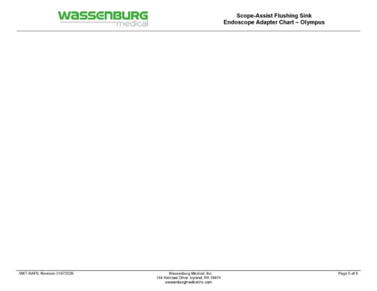 Olympus Adaptation Chart, Scope-Assist Flushing Sink (SAFS)