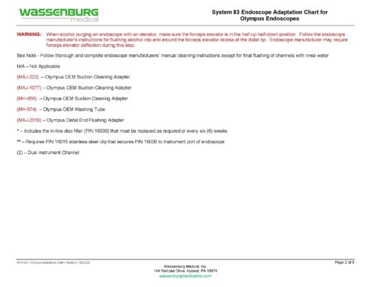 MKT.OLY - Olympus Scope Adaptation Chart - Rev 12032025_Page_2 Olympus Adaptation Chart, System 83